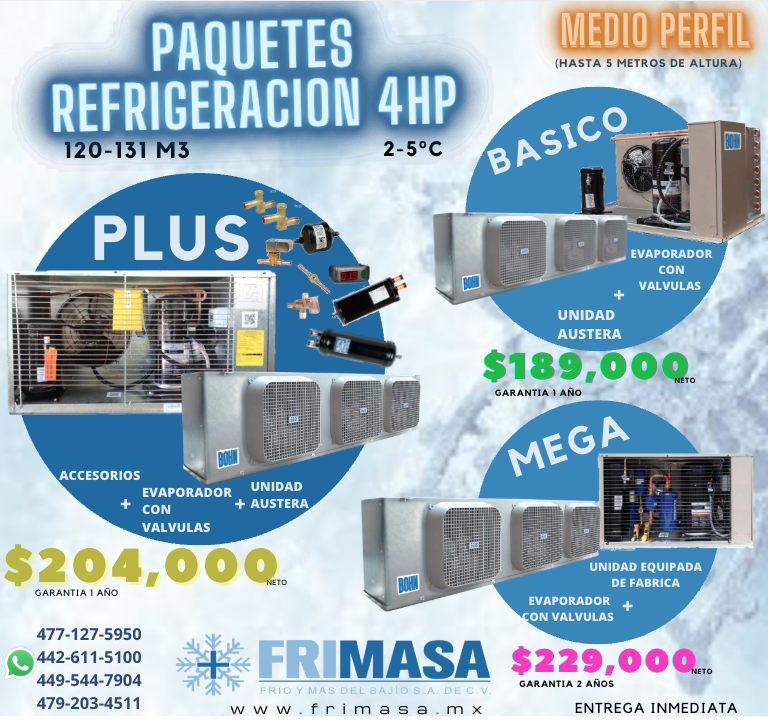 PAQUETES 4HP REFRIGERACION MEDIO PERFIL